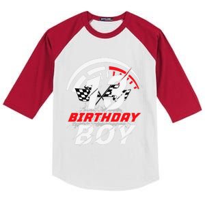 13 Year Old Race Car 13th Birthday Party Racing Pit Crew Kids Colorblock Raglan Jersey