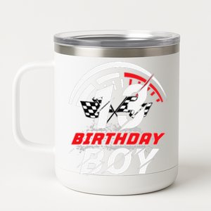 13 Year Old Race Car 13th Birthday Party Racing Pit Crew 12 oz Stainless Steel Tumbler Cup