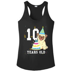 10 Years Old Birthday Pug Dog Lover Party Kids Boy Girl Ladies PosiCharge Competitor Racerback Tank