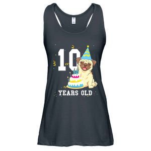 10 Years Old Birthday Pug Dog Lover Party Kids Boy Girl Ladies Essential Flowy Tank