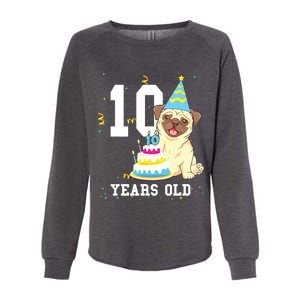 10 Years Old Birthday Pug Dog Lover Party Kids Boy Girl Womens California Wash Sweatshirt