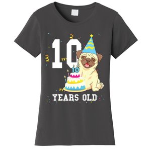 10 Years Old Birthday Pug Dog Lover Party Kids Boy Girl Women's T-Shirt