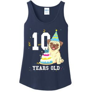 10 Years Old Birthday Pug Dog Lover Party Kids Boy Girl Ladies Essential Tank