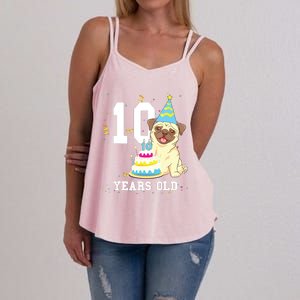 10 Years Old Birthday Pug Dog Lover Party Kids Boy Girl Women's Strappy Tank