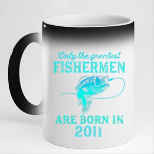 12 Years Old Fisherman Born In 2011 12th Birthday 11oz Black Color Changing Mug