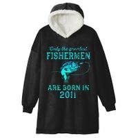 12 Years Old Fisherman Born In 2011 12th Birthday Hooded Wearable Blanket