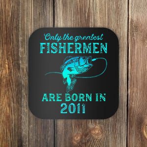 12 Years Old Fisherman Born In 2011 12th Birthday Coaster