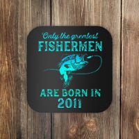 12 Years Old Fisherman Born In 2011 12th Birthday Coaster