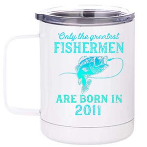 12 Years Old Fisherman Born In 2011 12th Birthday 12 oz Stainless Steel Tumbler Cup