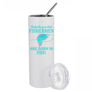 12 Years Old Fisherman Born In 2011 12th Birthday Stainless Steel Tumbler