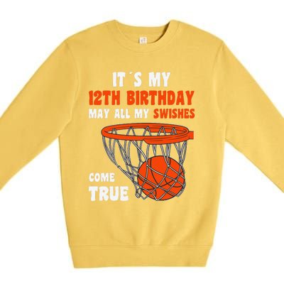 12 Year Old Happy 12th Birthday Basketball 12th Birthday Premium Crewneck Sweatshirt