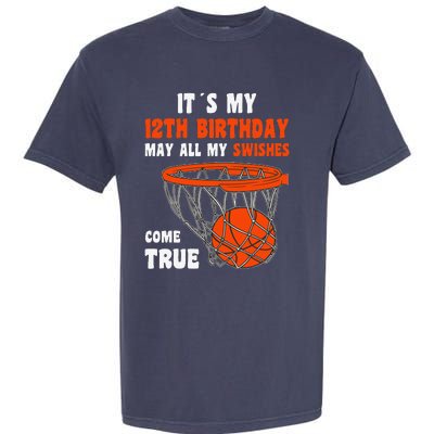 12 Year Old Happy 12th Birthday Basketball 12th Birthday Garment-Dyed Heavyweight T-Shirt