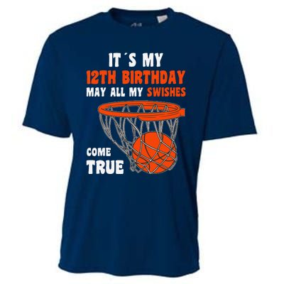 12 Year Old Happy 12th Birthday Basketball 12th Birthday Cooling Performance Crew T-Shirt