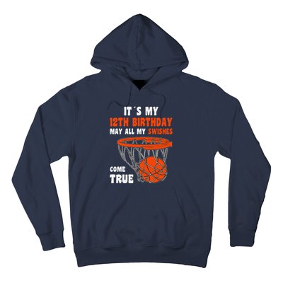 12 Year Old Happy 12th Birthday Basketball 12th Birthday Hoodie