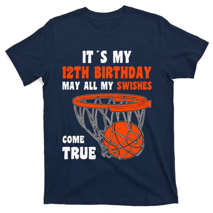 12 Year Old Happy 12th Birthday Basketball 12th Birthday T-Shirt