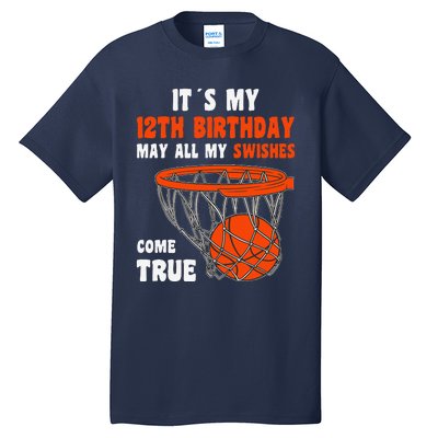 12 Year Old Happy 12th Birthday Basketball 12th Birthday Tall T-Shirt