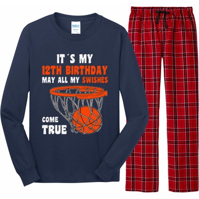 12 Year Old Happy 12th Birthday Basketball 12th Birthday Long Sleeve Pajama Set