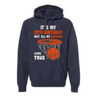 12 Year Old Happy 12th Birthday Basketball 12th Birthday Premium Hoodie