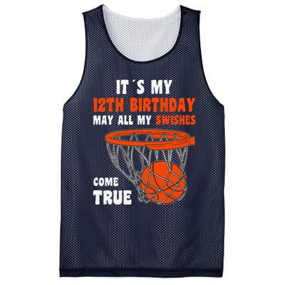 12 Year Old Happy 12th Birthday Basketball 12th Birthday Mesh Reversible Basketball Jersey Tank