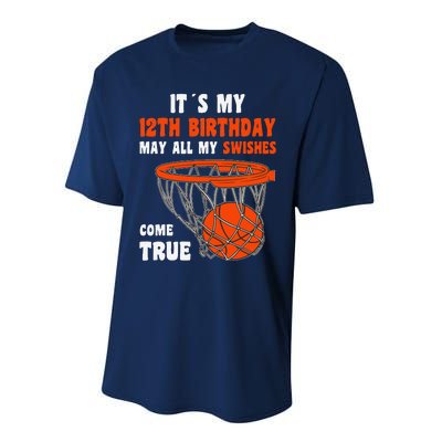 12 Year Old Happy 12th Birthday Basketball 12th Birthday Performance Sprint T-Shirt