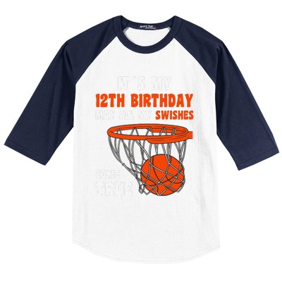 12 Year Old Happy 12th Birthday Basketball 12th Birthday Baseball Sleeve Shirt