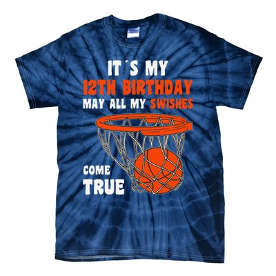 12 Year Old Happy 12th Birthday Basketball 12th Birthday Tie-Dye T-Shirt