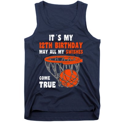 12 Year Old Happy 12th Birthday Basketball 12th Birthday Tank Top