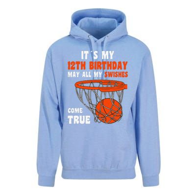 12 Year Old Happy 12th Birthday Basketball 12th Birthday Unisex Surf Hoodie