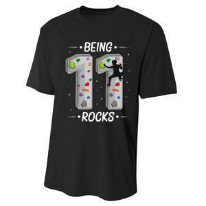 11 Year Old Rock Climbing 11th Birthday Adventures Climber Performance Sprint T-Shirt