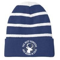 13 Year Old Deer Hunter Hunting 2010 13th Birthday Striped Beanie with Solid Band