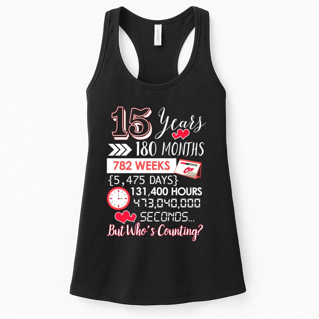 15 Years Of Marriage Happily Married Couple 15th Wedding Anniversary Gift Womens Tank Top