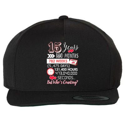 15 Years Of Marriage Happily Married Couple 15th Wedding Anniversary Gift Wool Snapback Cap