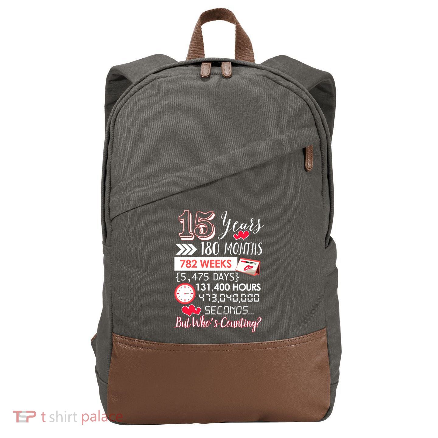 15 Years Of Marriage Happily Married Couple 15th Wedding Anniversary Gift Cotton Canvas Backpack