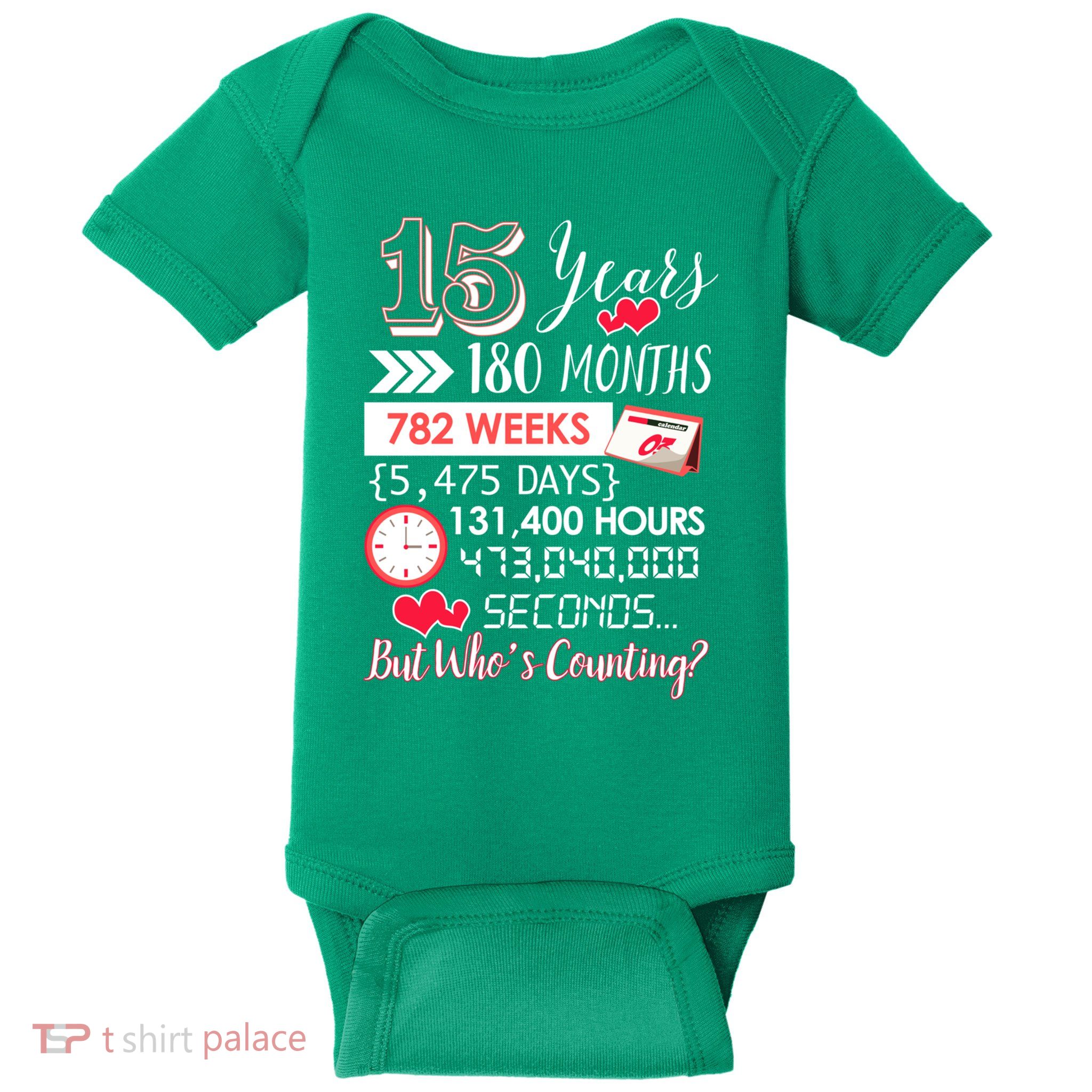 15 Years Of Marriage Happily Married Couple 15th Wedding Anniversary Gift Baby Bodysuit