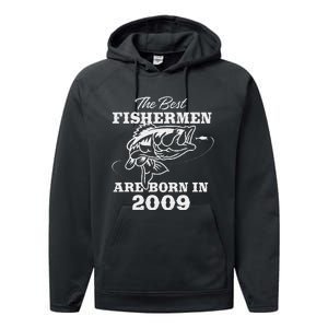 14 Year Old Fisherman Fishing 2009 14th Birthday Cute Performance Fleece Hoodie