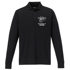 14 Year Old Fisherman Fishing 2009 14th Birthday Cute Performance Long Sleeve Polo