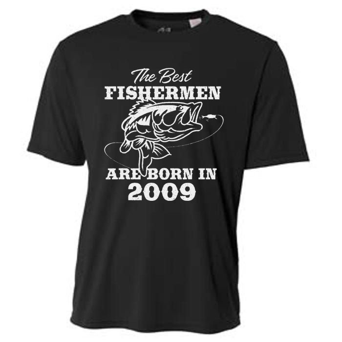 14 Year Old Fisherman Fishing 2009 14th Birthday Cute Cooling Performance Crew T-Shirt