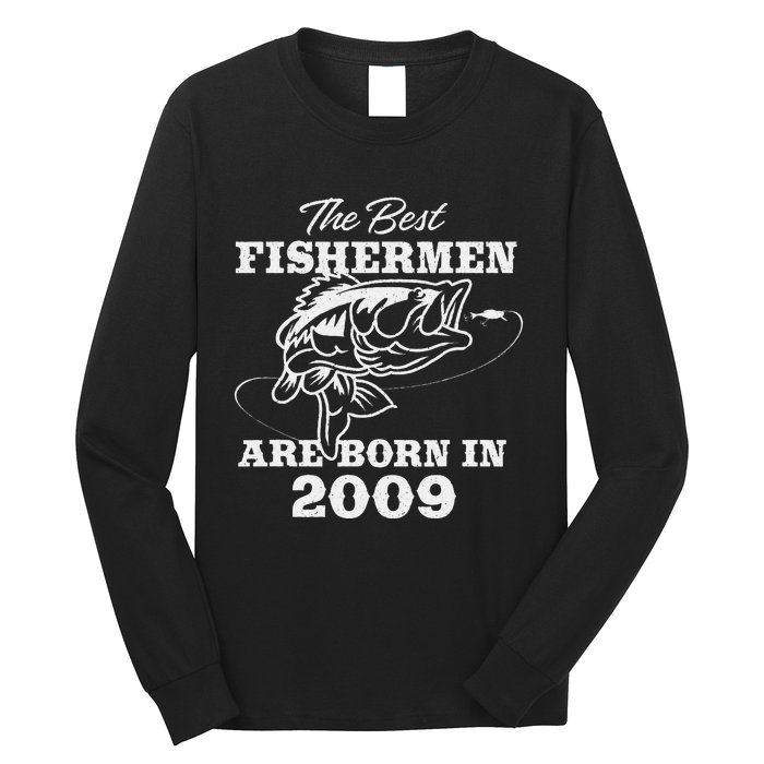 14 Year Old Fisherman Fishing 2009 14th Birthday Cute Long Sleeve Shirt