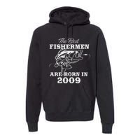 14 Year Old Fisherman Fishing 2009 14th Birthday Cute Premium Hoodie