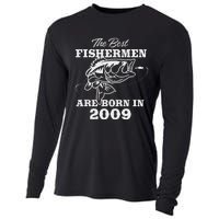 14 Year Old Fisherman Fishing 2009 14th Birthday Cute Cooling Performance Long Sleeve Crew