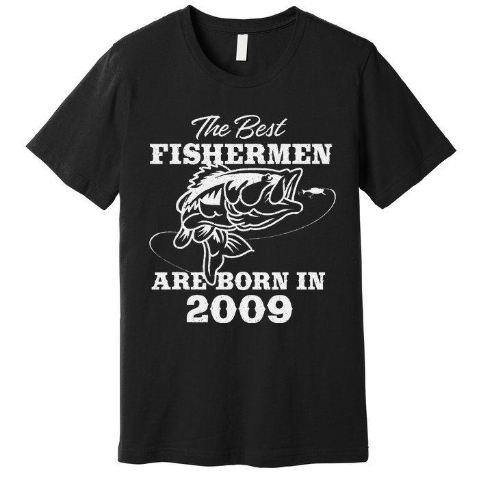 14 Year Old Fisherman Fishing 2009 14th Birthday Cute Premium T-Shirt