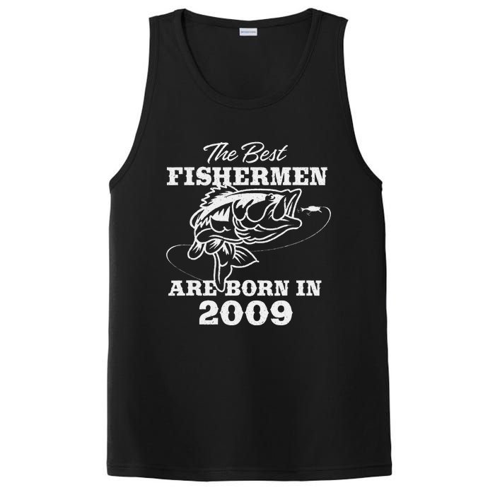 14 Year Old Fisherman Fishing 2009 14th Birthday Cute PosiCharge Competitor Tank