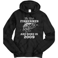 14 Year Old Fisherman Fishing 2009 14th Birthday Cute Tie Dye Hoodie