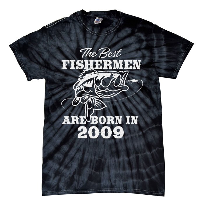 14 Year Old Fisherman Fishing 2009 14th Birthday Cute Tie-Dye T-Shirt