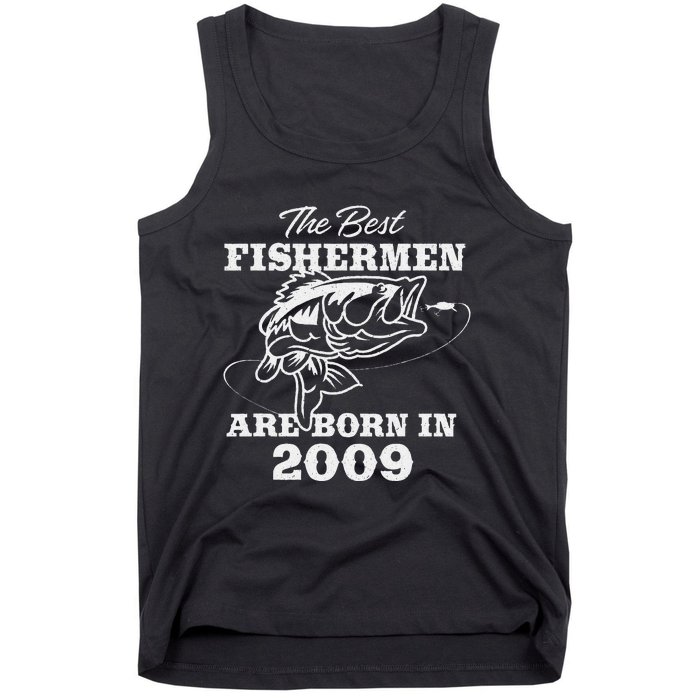 14 Year Old Fisherman Fishing 2009 14th Birthday Cute Tank Top