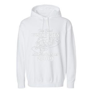 14 Year Old Fisherman Fishing 2009 14th Birthday Cute Garment-Dyed Fleece Hoodie