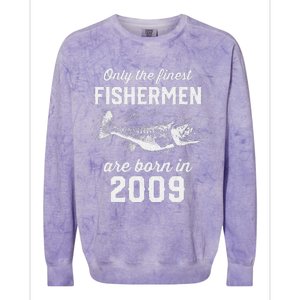 14 Year Old Fisherman Fishing 2009 14th Birthday Gift Colorblast Crewneck Sweatshirt