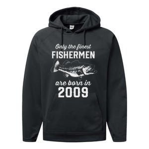 14 Year Old Fisherman Fishing 2009 14th Birthday Gift Performance Fleece Hoodie