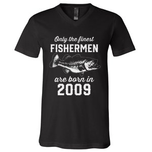 14 Year Old Fisherman Fishing 2009 14th Birthday Gift V-Neck T-Shirt