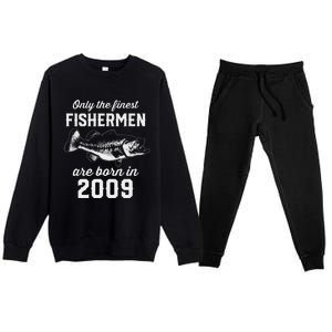 14 Year Old Fisherman Fishing 2009 14th Birthday Gift Premium Crewneck Sweatsuit Set